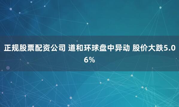 正规股票配资公司 道和环球盘中异动 股价大跌5.06%
